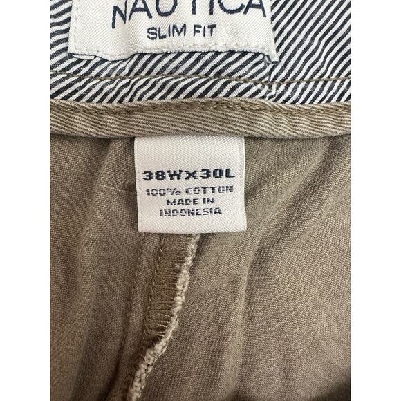 Nautica Mens Dress Pants Size 38x30 Brown Slim Fit - Picture 5 of 12